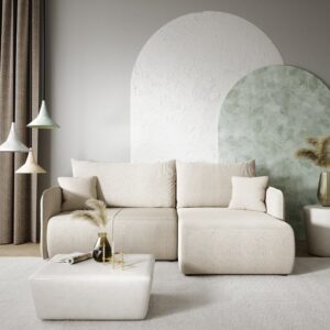 wohnli-moebel-suche-M26116089-1 3-Sitzer-Wende-Ecksofa mit Bettkasten Kiefernholz Hellgrau 207x86x148cm Holz Grau Petits meubles Sofas und Sessel Sofas Ecksofas
