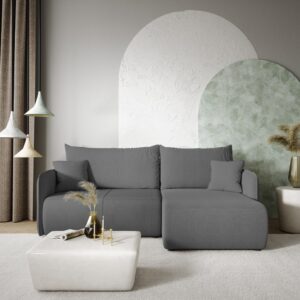 wohnli-moebel-suche-M26116145-1 3-Sitzer-Wende-Ecksofa mit Truhe Kiefernholz Dunkelgrau 207x86x148cm Holz Grau Petits meubles Sofas und Sessel Sofas Ecksofas