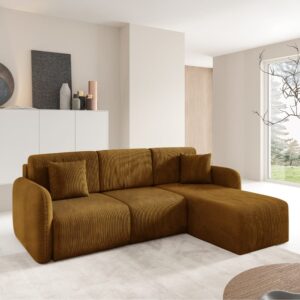 wohnli-moebel-suche-M26116176-1 3-Sitzer-Wende-Ecksofa mit Bettkasten Kiefernholz Braun 245x92x185cm Holz Braun Petits meubles Sofas und Sessel Sofas Ecksofas