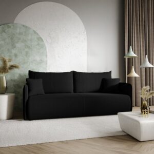 wohnli-moebel-suche-M26117612-1 3-Sitzer-Sofa mit Bettkasten Kiefernholz Schwarz 216x86x105cm Holz Schwarz Petits meubles Sofas und Sessel Sofas Schlafsofas