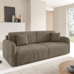 3-Sitzer-Sofa mit Bettkasten Kiefernholz Taupe 233x92x110cm Holz Taupe Petits meubles Sofas und Sessel Sofas Schlafsofas