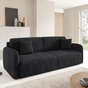wohnli-moebel-suche-M26117663-1 3-Sitzer-Sofa mit Bettkasten Kiefernholz Schwarz 233x92x110cm Holz Schwarz Petits meubles Sofas und Sessel Sofas Schlafsofas