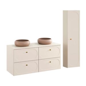 wohnli-moebel-suche-M26117876 Wohnli Möbelsuche - Set aus Doppelwaschtisch 120cm Laminat Sandbeige