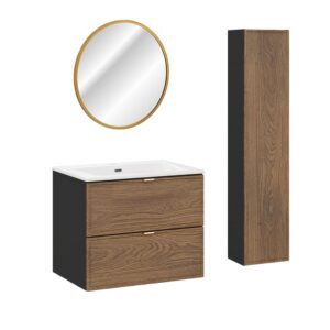 wohnli-moebel-suche-M26117880 Wohnli Möbelsuche - Set aus Einzelmöbel Einbauwaschbecken Laminat Holz und Schwarz