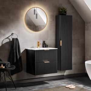 wohnli-moebel-suche-M26117889-1 Set aus Einzelwaschtisch 60 cm Melamin Mattschwarz 60x57x46cm Spanplatte Schwarz Petits meubles Möbel Badezimmermöbel Waschtische