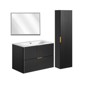 wohnli-moebel-suche-M26117892 Wohnli Möbelsuche - Set aus Einzelwaschtisch 80 cm Melamin Mattschwarz