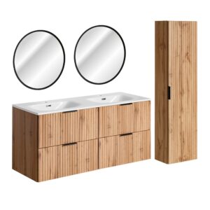 wohnli-moebel-suche-M26117900 Wohnli Möbelsuche - Doppelwaschtisch 120cm mit LED Melamin Holz