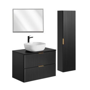 wohnli-moebel-suche-M26117914 Wohnli Möbelsuche - Set aus Einzelwaschtisch 80 cm Melamin Mattschwarz