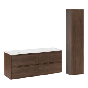 wohnli-moebel-suche-M26118607 Wohnli Möbelsuche - Set aus Doppelwaschtisch 120cm Laminatplatten Dunkles Holz