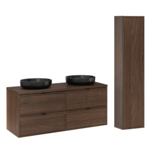 wohnli-moebel-suche-M26118608 Wohnli Möbelsuche - Set aus Doppelwaschtisch 120cm Laminatplatten Dunkles Holz