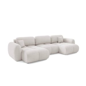 U-förmiges 4-Sitzer-Sofa umwandelbar Kiefernholz Gebrochenes Weiß 370x95x165cm Holz Weiß Petits meubles Sofas und Sessel Sofas Ecksofas
