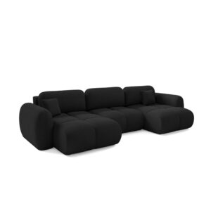 U-förmiges 4-Sitzer-Sofa umwandelbar Kiefernholz Schwarz 370x95x165cm Holz Schwarz Petits meubles Sofas und Sessel Sofas Ecksofas