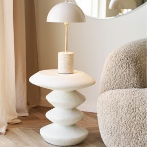 Elegante Beistelltisch H45 43x45x39cm Terrakotta Beige House Nordic Möbel Wohnzimmermöbel Beistelltische