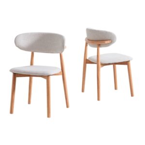 wohnli-moebel-suche-M26119430 Wohnli Möbelsuche - Beiges Stoff-Stuhlset mit Holzbeinen - 2er-Set