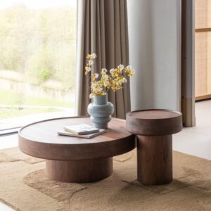 wohnli-moebel-suche-M26119447-1 Tisch aus Mangoholz D90 0x35x90cm Holz Braun WOOOD Möbel Wohnzimmermöbel Couchtische