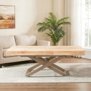 wohnli-moebel-suche-M26119448-1 Höhenverstellbarer Couchtisch aus Holz mit taupefarbenem Fuß 120x34x0cm Holz Braun Mathi Design Möbel Wohnzimmermöbel Couchtische