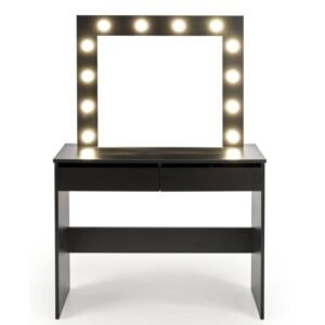 wohnli-moebel-suche-M26119576 Wohnli Möbelsuche - Schwarzer Schminktisch mit Schubladen und LED-Beleuchtung