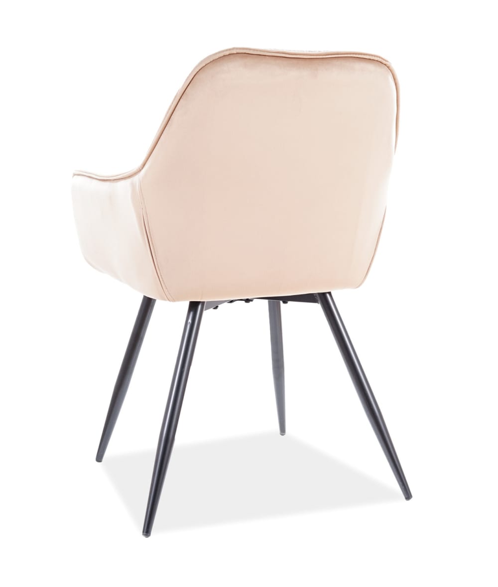 Designstuhl aus schwarzem Metall und beigem Samt 43x87x57cm Samt Beige MSO Möbel Esszimmermöbel Stühle