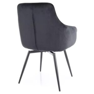 wohnli-moebel-suche-M26119586-1 Drehstuhl aus schwarzem Samt mit automatischer Rückstellung und Federn 50x88x55cm Samt Schwarz MSO Möbel Esszimmermöbel Stühle
