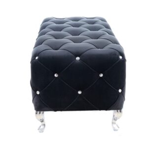 wohnli-moebel-suche-M26119589-1 Gepolsterter Sitzpuff aus schwarzem Samt mit Designer-Metallbeinen 100x46x50cm Samt Schwarz MSO Sofas und Sessel Sessel, Poufs und Fußbänke Sitzsäcke