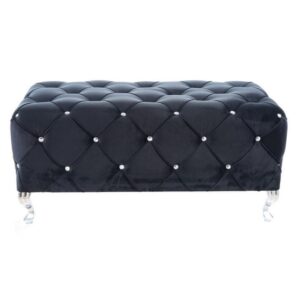 Wohnli Möbelsuche - Gepolsterter Sitzpuff aus schwarzem Samt mit Designer-Metallbeinen