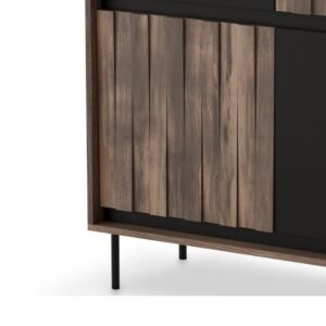 wohnli-moebel-suche-M26119602-1 Designer-Hoch-Sideboard in Walnuss- und Mattschwarz-Optik 40x128x102cm Holz Braun MSO Möbel Esszimmermöbel Sideboards, Highboards & niedrige Anrichten