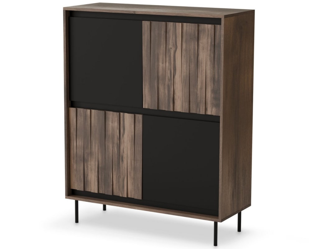 wohnli-moebel-suche-M26119602 Wohnli Möbelsuche - Designer-Hoch-Sideboard in Walnuss- und Mattschwarz-Optik