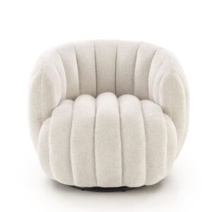 wohnli-moebel-suche-M26119638-1 Runder Drehsessel aus cremefarbenem Stoff 82x65x82cm Stoff Beige MSO Sofas und Sessel Sessel, Poufs und Fußbänke Sessel