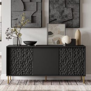 wohnli-moebel-suche-M26119644-1 Schwarz-goldenes Designer-Sideboard 155 cm 155x73x41cm Holz Schwarz MSO Möbel Esszimmermöbel Sideboards, Highboards & niedrige Anrichten