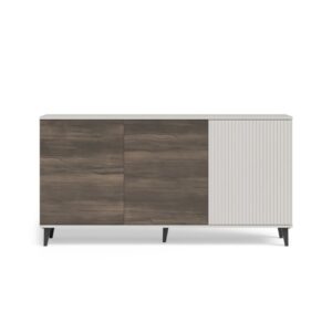 3-türiges Sideboard in Walnuss- und Beigeoptik 160cm 160x82x160cm Holz Braun MSO Möbel Esszimmermöbel Sideboards, Highboards & niedrige Anrichten