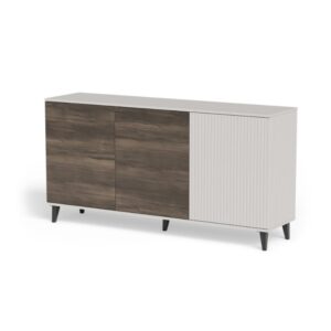 Wohnli Möbelsuche - 3-türiges Sideboard in Walnuss- und Beigeoptik 160cm