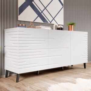 wohnli-moebel-suche-M26119658-1 Mattweißes Designer-Sideboard 155 cm 40x72x155cm Holz Weiß MSO Möbel Esszimmermöbel Sideboards, Highboards & niedrige Anrichten