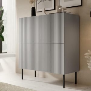 Hellgraues Hoch-Sideboard mit 4 Türen 100x110x100cm Holz Grau MSO Möbel Esszimmermöbel Sideboards, Highboards & niedrige Anrichten
