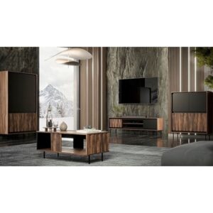 wohnli-moebel-suche-M26119686-1 Designer-Garderobe aus Walnussholz und Mattschwarz 55x179x102cm Holz Braun MSO Möbel Wohnzimmermöbel Regale
