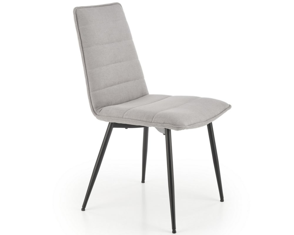 wohnli-moebel-suche-M26119713 Wohnli Möbelsuche - Designerstuhl aus grauem Stoff mit schwarzen Metallbeinen