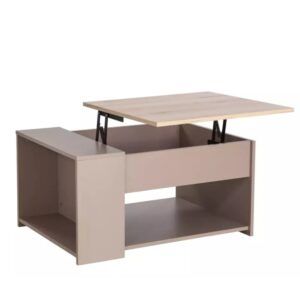 Wohnli Möbelsuche - Anhebbarer Couchtisch mit Stauraum aus Eiche und Beige