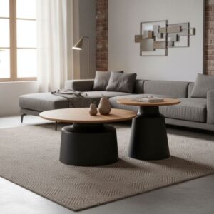 wohnli-moebel-suche-M26119733-1 Set aus zwei ineinander steckbaren Couchtischen 70x45x70cm Holz Schwarz MSO Möbel Wohnzimmermöbel Couchtische