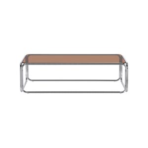 wohnli-moebel-suche-M26120244-1 Couchtisch aus Stahl und Glas bernsteinfarben 120x35x60cm Glas Braun sweeek Möbel Wohnzimmermöbel Couchtische