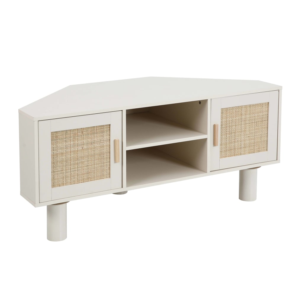 Wohnli Möbelsuche - TV-Möbel Holzoptik 120 cm Kunstrattan skandinavisch creme
