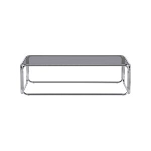 wohnli-moebel-suche-M26120411-1 Couchtisch aus Stahl und Glas grau 120x35x60cm Glas Grau sweeek Möbel Wohnzimmermöbel Couchtische