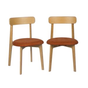wohnli-moebel-suche-M26120603 Wohnli Möbelsuche - 2er-Set Stühle Heveaholz naturfarben Bezug terrakotta