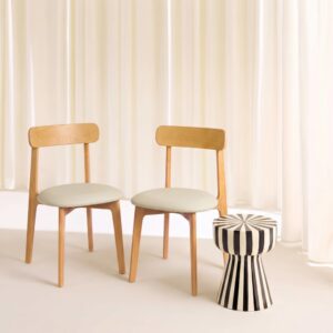 wohnli-moebel-suche-M26120622-1 2er-Set Vintage-Stühle Holz natur Sitzfläche beige 50x80x45cm Holz Braun sweeek Möbel Esszimmermöbel Stühle