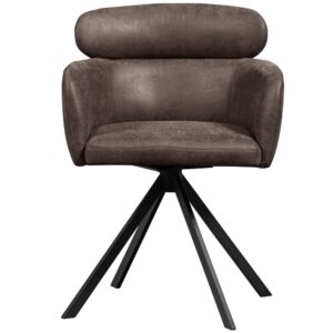wohnli-moebel-suche-M26121437-1 Lot de 2 chaises de salle à manger pivotant en similicuir noir/gris 60x80x58cm PES - Polyester Schwarz WOOOD Möbel Esszimmermöbel Stühle