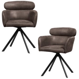 wohnli-moebel-suche-M26121437 Wohnli Möbelsuche - Lot de 2 chaises de salle à manger pivotant en similicuir noir/gris