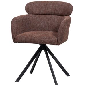 Lot de 2 chaises de salle à manger pivotant en polyesyer marron 60x80x58cm PES - Polyester Braun WOOOD Möbel Esszimmermöbel Stühle