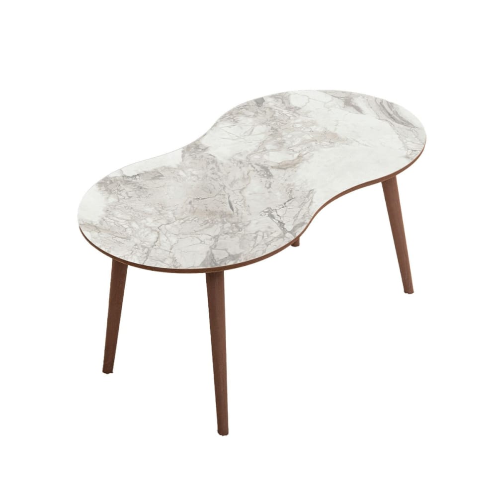 wohnli-moebel-suche-M26122578 Wohnli Möbelsuche - Couchtisch mit organischer Platte in weißer Marmoroptik L99 cm