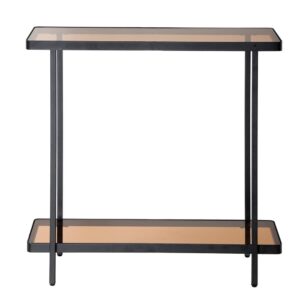 wohnli-moebel-suche-M26122583 Wohnli Möbelsuche - Konsole mit zwei Ablagen aus getöntem Glas B80 cm - Schwarz