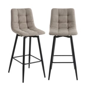 Wohnli Möbelsuche - 2er-Set gepolsterter Hocker aus meliertem Stoff H94 cm - Braun