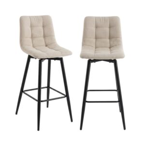 wohnli-moebel-suche-M26122586 Wohnli Möbelsuche - 2er-Set gepolsterter Hocker aus meliertem Stoff H94 cm - Beige