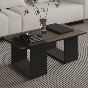 wohnli-moebel-suche-M26122592-1 Drehstuhl aus beigem Stoff mit Fußstütze L68 cm 90x37x47cm Spanplatte Braun Calicosy Möbel Wohnzimmermöbel Couchtische